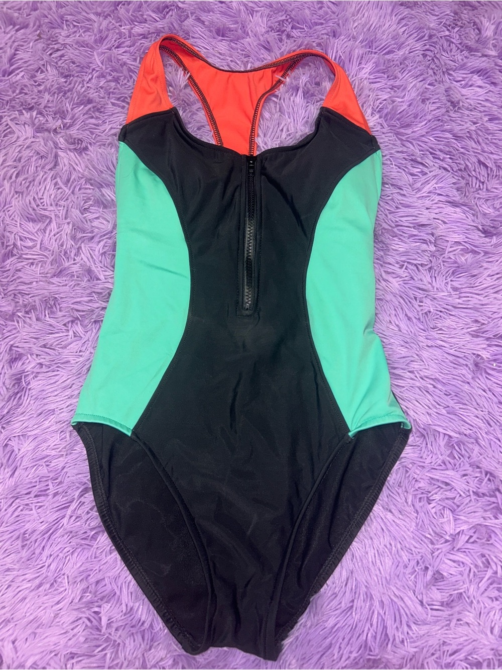 Magicsuit Black, Mint & Coral Zip-Front One-Piece Swimsuit